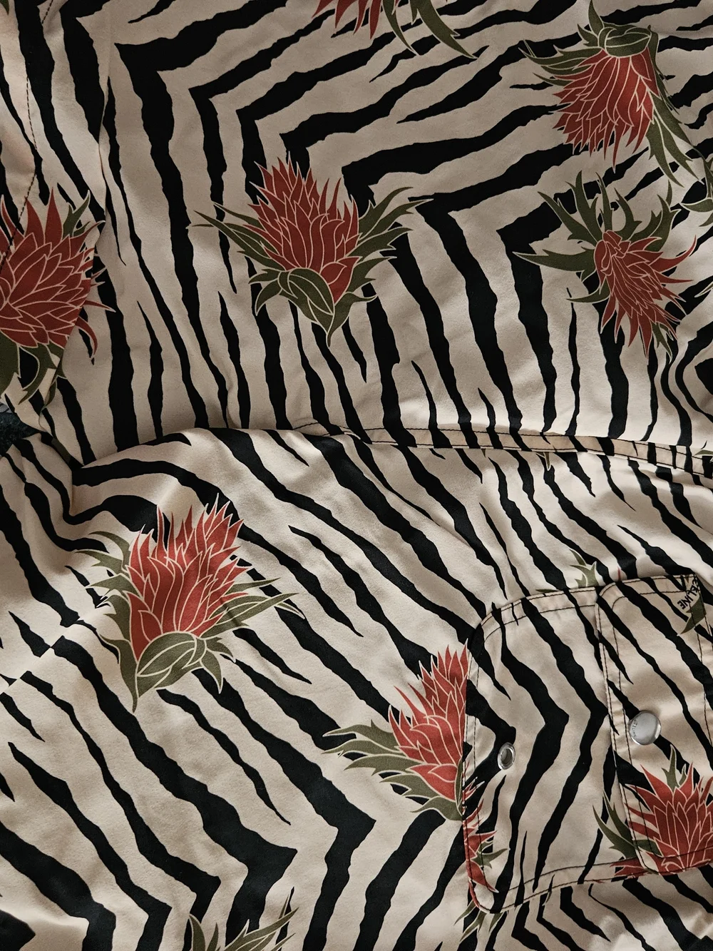 CELINE Zebra Print Floral SWIM SUIT MEN MED SIZE in Beige, Black & Red